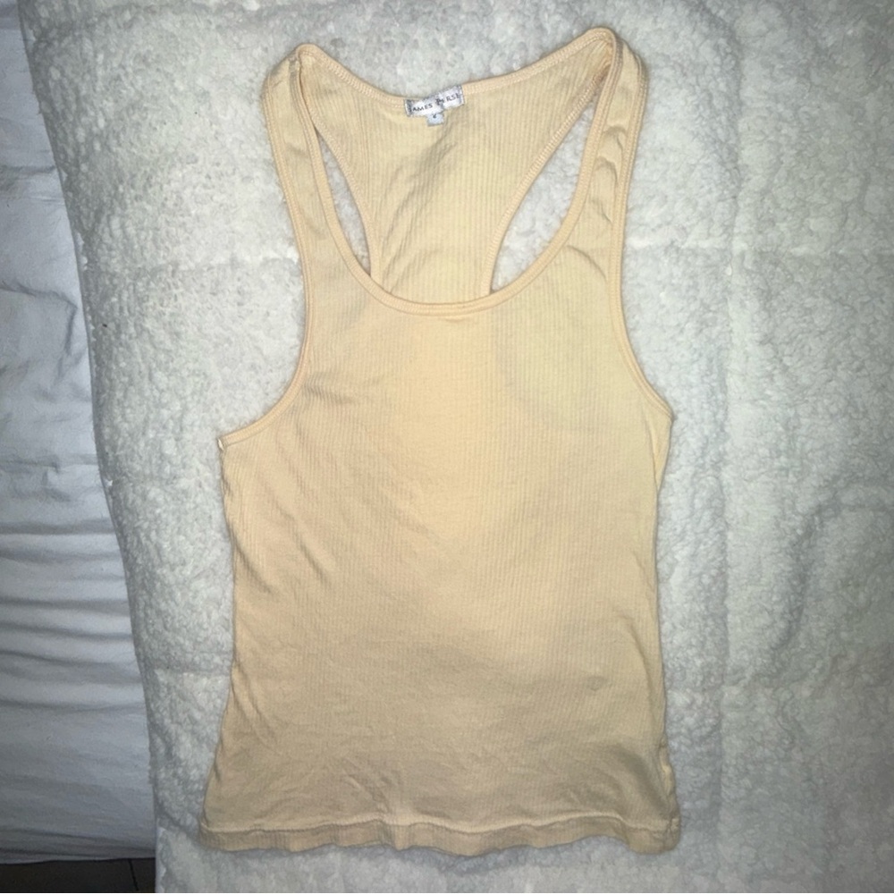 James Perse Ribbed Racerback Tank Top in Pale Yellow